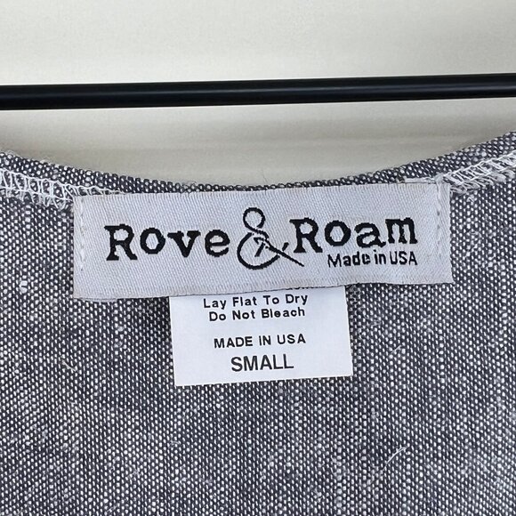 Made In The USA Linen Mini Shift Dress Boho Coastal Cowgirl Grandma Nautical - Picture 7 of 11